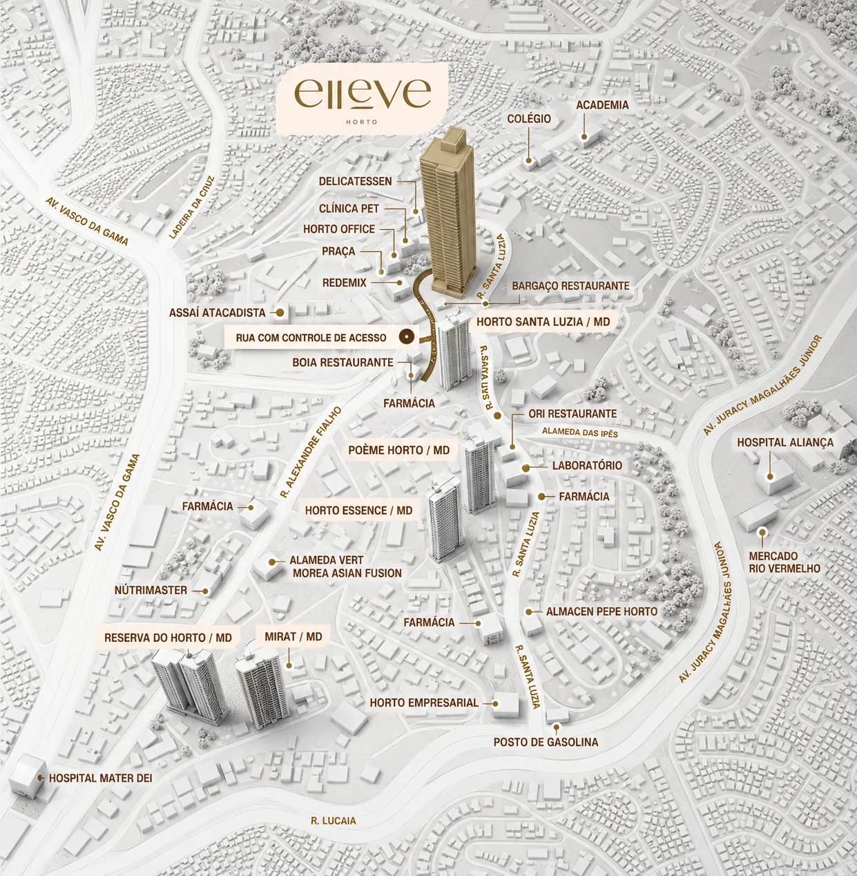 Mapa de localização do Elleve Horto