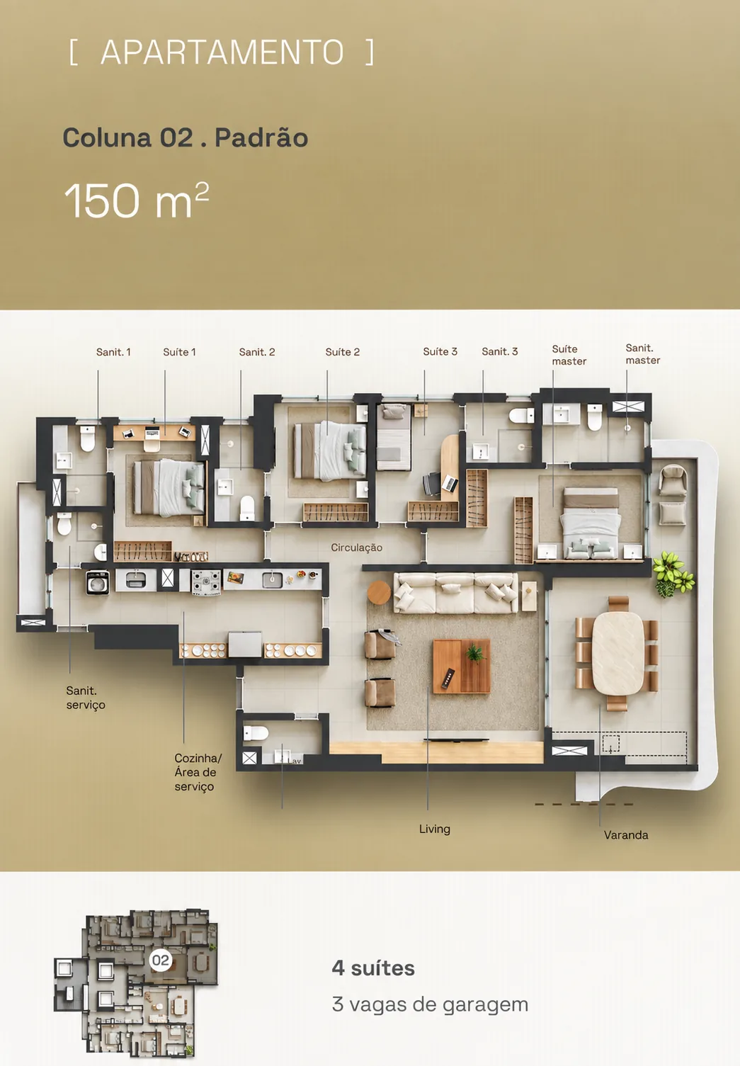 Planta padrão 150,54 m²